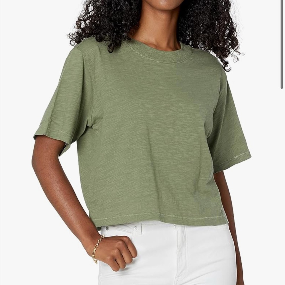 NWT-The Drop Womens Sydney Short-Sleeve Cropped Crew Neck T-Shirt